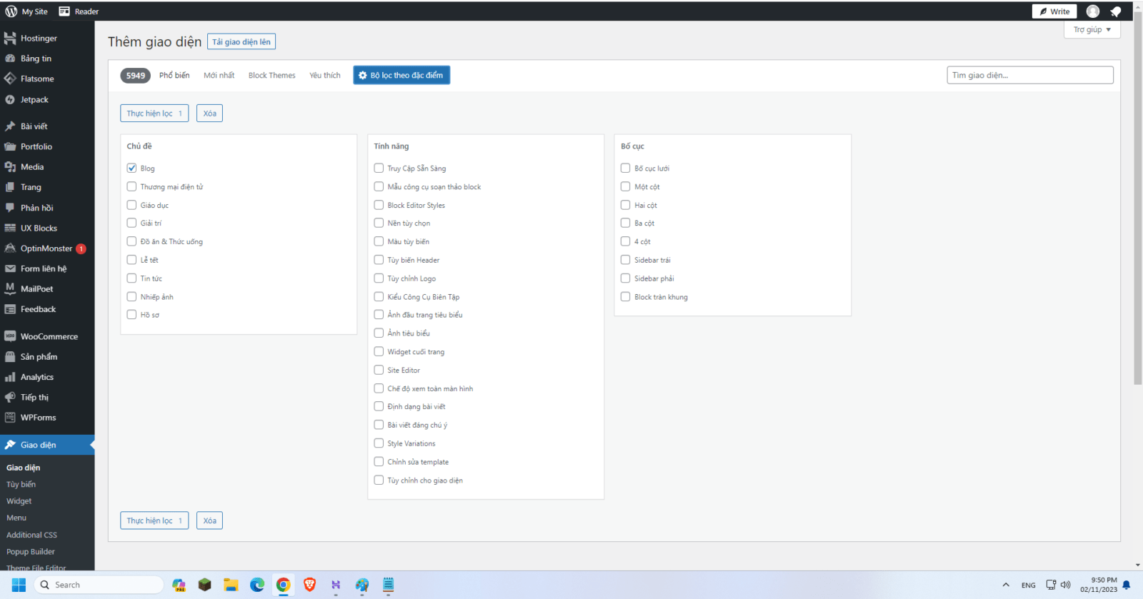 Hướng dẫn 3 cách cài đặt giao diện (theme) cho website Wordpress 3 Bộ lọc theme