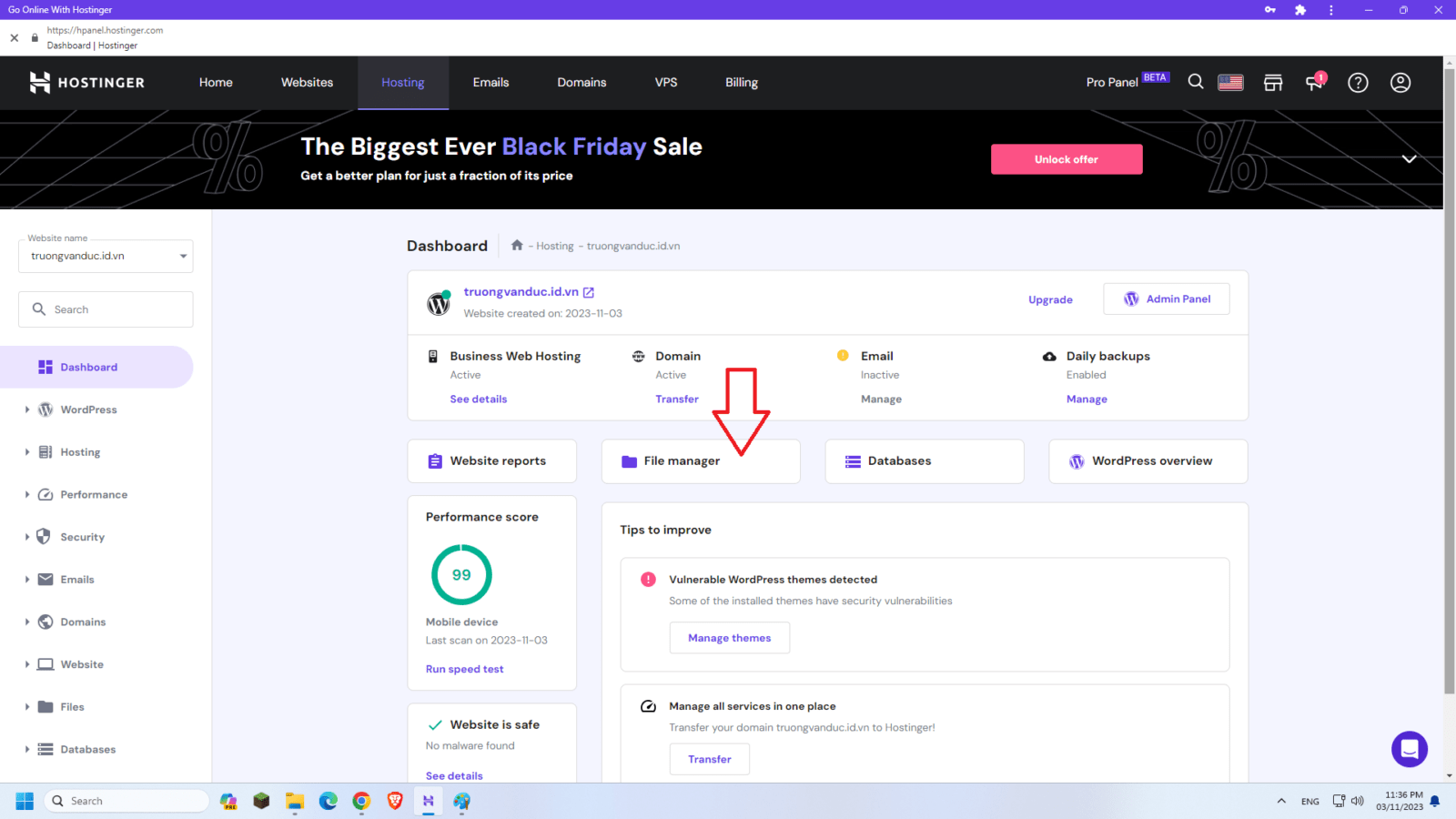Hướng dẫn 3 cách cài đặt giao diện (theme) cho website Wordpress 9 Dashboard Hostinger