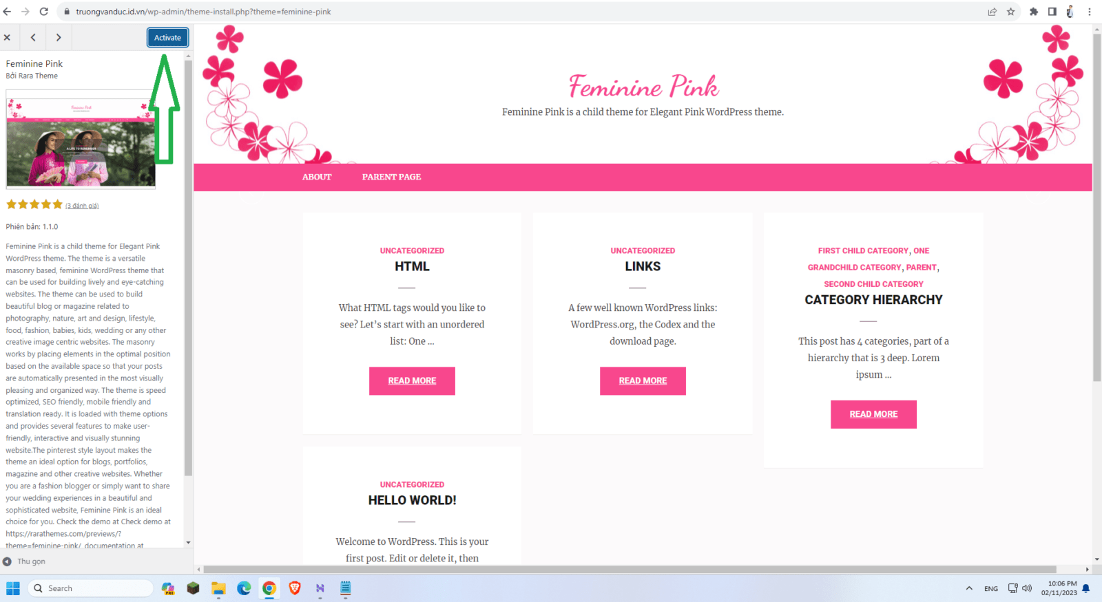 Hướng dẫn 3 cách cài đặt giao diện (theme) cho website Wordpress 5 active theme